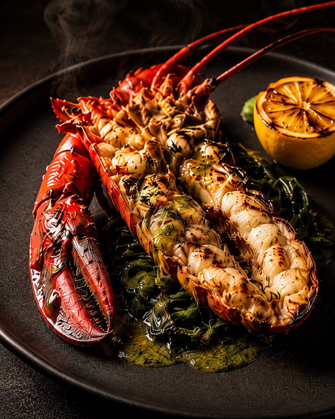 Bogavante a la Brasa con Mantequilla de Algas